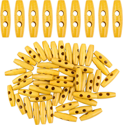 AUEAR, 50 Pack Wood Buttons 2 Holes Sweater Coats Sewing Horn Toggle...