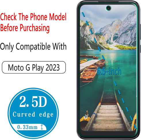 (2 Pack) Designed for Motorola Moto G Play (2023) Tempered Glass Screen Protector, Anti Scratch, Bubble Free......