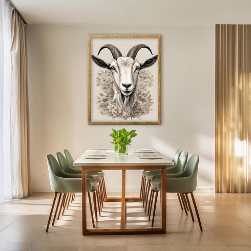 Posterizer 1 pcs- A goat with flowers print-Art for Animal Lovers-Floral Botanical Art- Gift for Men Women Entrepreneur Teens-Living Room Bedroom ...