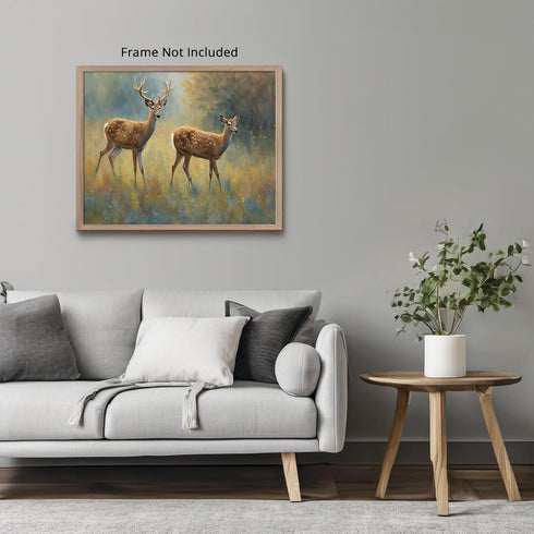 Posterizer 1 pcs- beautiful wild deers in nature-Art for Animal Lovers-Landscape & Nature Art- Living Room Bedroom Decor- unframed wall art...