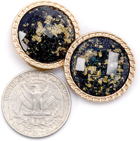 20 pcs Clear Beveled Cut Glass Black Metal Sewing Shank Coat Buttons -25mm -1"...