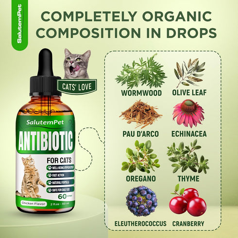 Natural Antibiotics for Cats | Cat Antibiotics | Supports Cat Allergy Relief | Cat Itch Relief | Cat Allergy Support | Cat Multivitamin | Pet Anti...