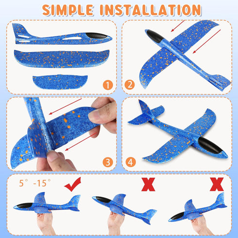 VCOSTORE 2 Pack Foam Airplanes : Foam Glider Plane 17.5" - Large Throwing Glider Airplane Toy with 2 Flight Mode Flying,Outdoor Sports Toys for 3-...