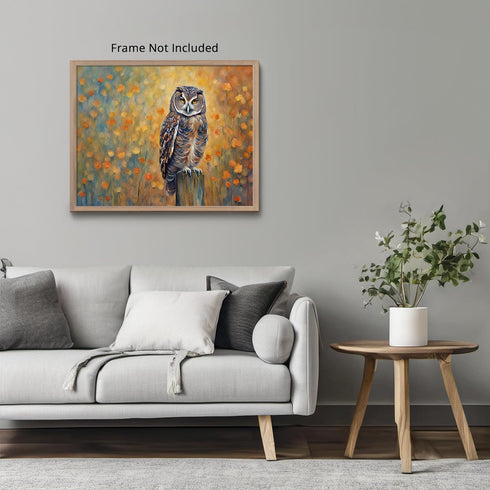 Posterizer 1 pcs- beautiful fall themed background and an owl-Art for Animal Lovers-Landscape & Nature Art- Living Room Bedroom Decor- unframed wa...