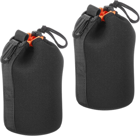 PATIKIL Camera Lens Bag, 2 Pcs 3.9" IDx7.1 H Drawstring Lens Pouch with Thick Protective Neoprene, Lens Case for DSLR Camera Lens, Water Coffee Cu...