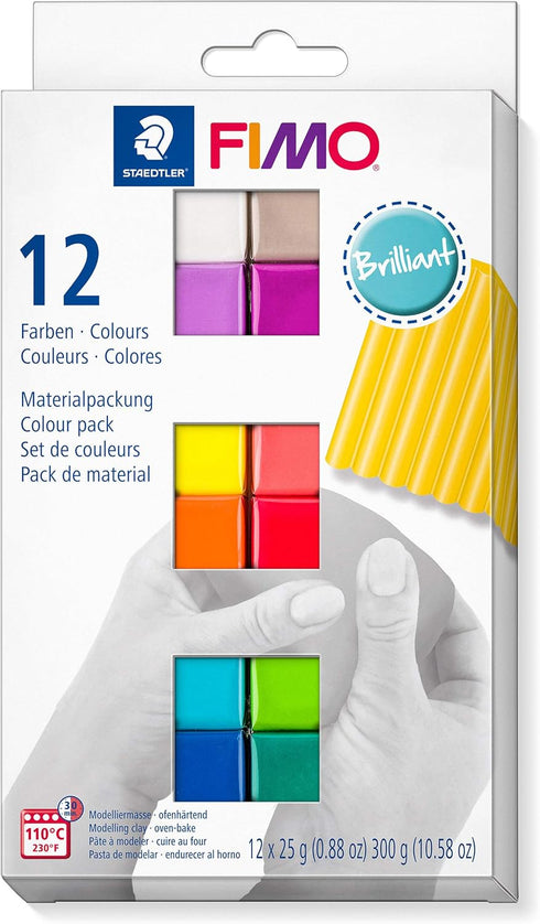 STAEDTLER 8023 C12-2 FIMO Soft Oven Hardening Modelling Clay 12 x 25 g Blocks - Brilliant Colours...