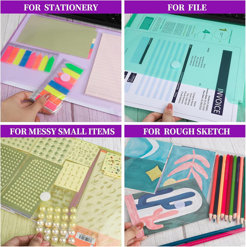 LEOBRO Plastic Envelopes, 8 Pack Plastic Folders for Documents, A4 Plastic File Folder Plastic Envelope for Documents, File Poly Folders Storage P...