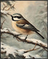 Posterizer 1 pcs-little bird in snowy winter scene-oil painting style -6-Art for Animal Lovers-Landscape & Nature Art-Decor for Home & Office- unf...