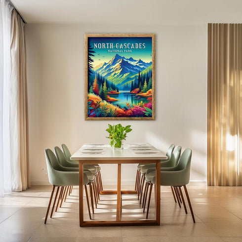 Posterizer 1 pcs-travel poster-North Cascades-National park-Adventure Wall Art Gift for Men Women Entrepreneur Teens Decor for Home & Office- un...
