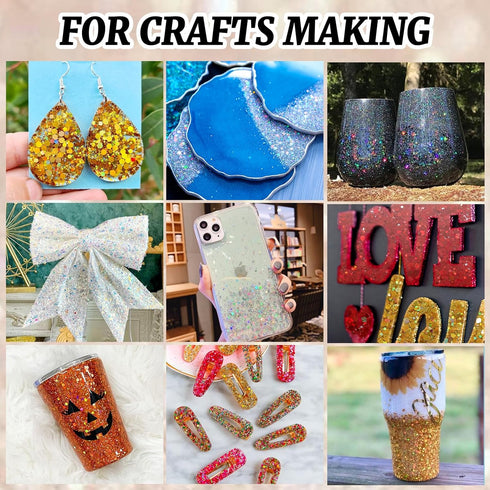 HTVRONT Holographic Chunky White Glitter - 100g Chunky Glitter for Crafts, 3.53oz Iridescent Glitter Chunky Mixed with Fine Glitter, Snow Glitter ...