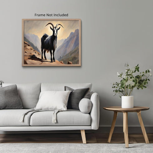 Posterizer 1 pcs- A black goat on a mountain oil painting style-Art for Animal Lovers-Landscape & Nature Art- Gift for Men Women Teens-Living Roo...