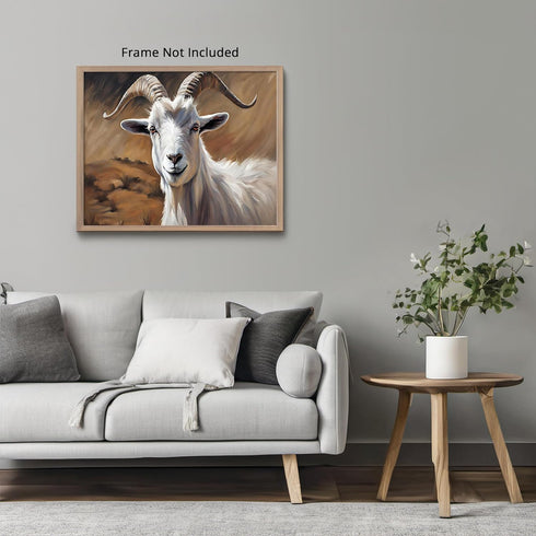 Posterizer 1 pcs- Beautiful white goat with a brown background print-Art for Animal Lovers- Gift for Men Women Entrepreneur Teens-Decor for Home &...
