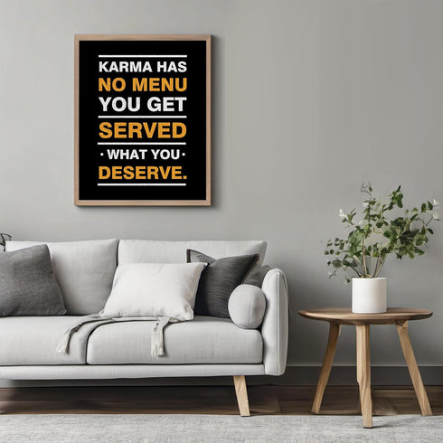 Posterizer 1 pcs-Karma Has No Menu-Hinduism-Buddhism-Spiritual-Quotes- Gift For Buddhism Meditation philosophy Fans- Decor for Gym, Studio- unfram...