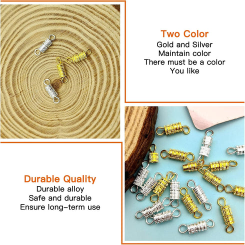 100Pcs Barrel Screw Clasps for Jewelry Making,Screw Twist Clasps Necklace Bracelet Clasp for Jewelry Finding,DIY Necklace Bracelet Supplies...