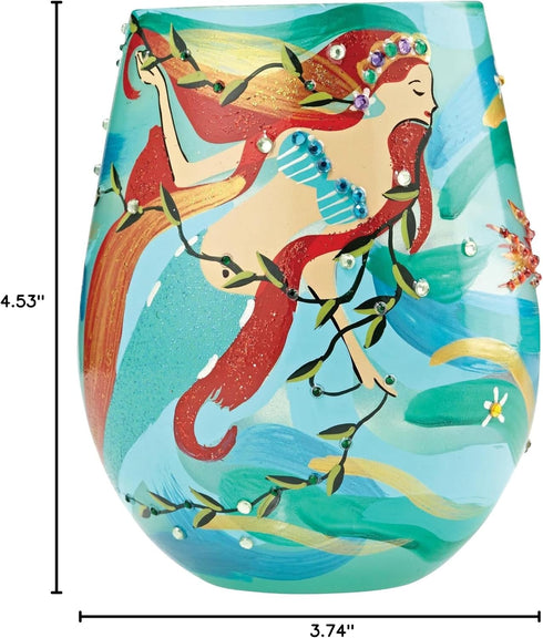 Designs by Lolita “Mermaid” Hand-painted Artisan Stemless Wine Glass, 20 oz....