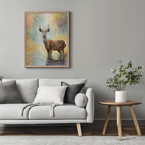Posterizer 1 pcs- Beautiful goat standing in a river oil painting style-Art for Animal Lovers- Gift for Men Women Entrepreneur Teens-Living Room B...