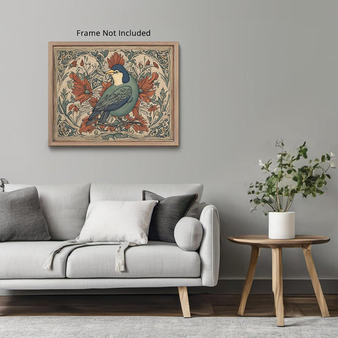 Posterizer 1 pcs- Blue bird on a twig with flowers-Art for Animal Lovers-Floral Botanical Art- Gift for Men Women Entrepreneur Teens-Living Room B...