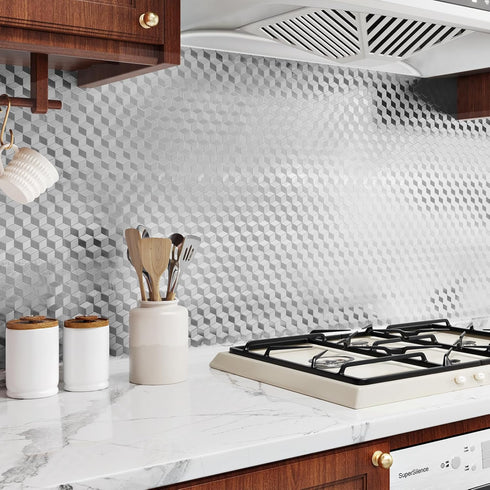 WESTICK Stainless Steel Contact Paper 80”x15.75” Oil Proof Stainless Steel Wallpaper Peel and Stick Kitchen Wallpaper Heat Resistant Silver Contac...