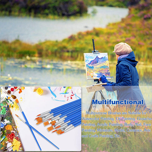 100 Pcs Paint Brushes Round Flat Small Brush Bulk for Detail Painting...