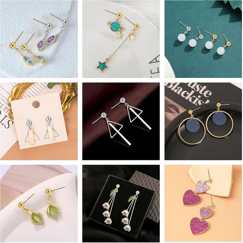 120Pcs Hypoallergenic Ball Studs for Jewelry Making,Round Ball Earring Posts Ball Post Earring Studs with Loop and 200Pcs Clear Earring Backs for ...