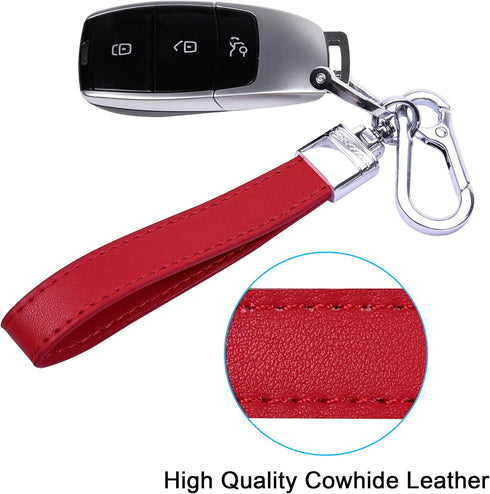 Wisdompro Genuine Leather Car Keychain, Universal Heavy Duty Leather Key FOB Keychain Key Chains Women for Car Keys, 360 Degree Rotation, with Ant...