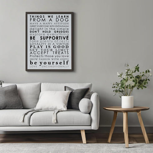 Posterizer 1 pcs-Things we learn from a dog-Art for Animal Lovers-Motivational & Inspirational Art-Decor for Home & Office- UNFRAMED Wall Art...