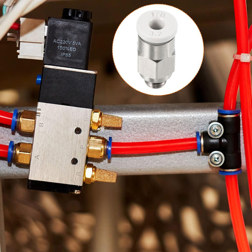 PATIKIL M5 Push to Fit 3mm OD Hose Connect Fittings, 2 Pack Straight Coupling Adapter for Gas Pneumatic Air Flow Transition, White & Silver Tone...