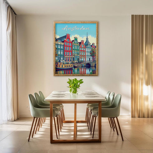 Posterizer 1 pcs-Amsterdam Wall Art-Travel Print-Adventure Wall Art- Gift for Men Women Entrepreneur Teens-Decor for Home & Office- unframed wall ...