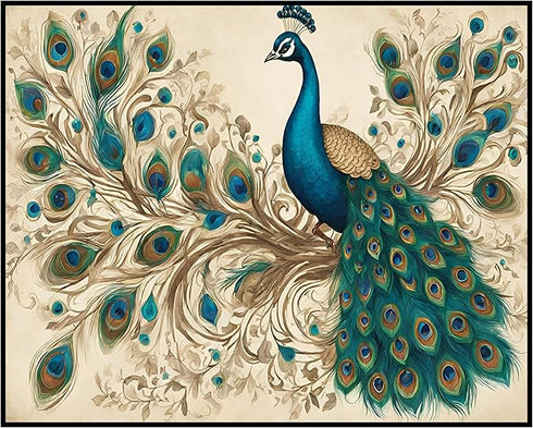 Posterizer 1 pcs- Beautiful peacock with a rustic background-Art for Animal Lovers- Gift for Men Women Entrepreneur Teens-decor for Bedroom, Offic...