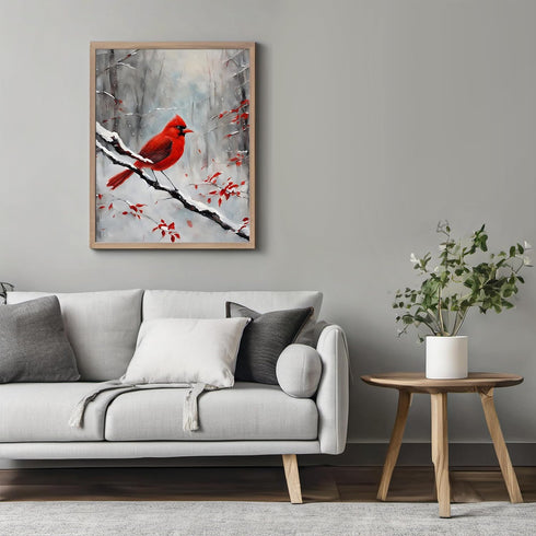 Posterizer 1 pcs-cute little bird in snowy winter scene -14-Art for Animal Lovers-Landscape & Nature Art-Decor for Home & Office- unframed wall ar...