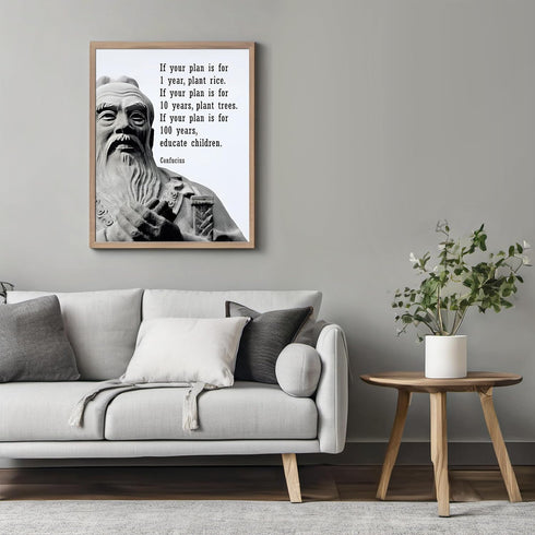 Posterizer 1 pcs-Confucius-If Your Plan is for 100 Years Educate Children-Philosophy-Quotes -Motivational Inspirational Art-Gift For Buddhism Medi...