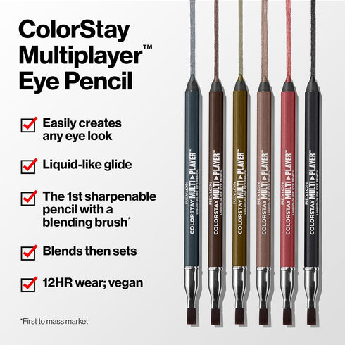 REVLON ColorStay Multiplayer Liquid-Glide Eye Pencil, Multi-Use Eye Makeup With Blending Brush, Blends Then Sets, Creamy Texture, Waterproof, Smud...