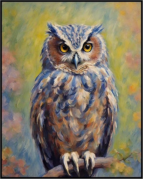Posterizer 1 pcs- Beautiful owl with a bakcground of flowers-Art for Animal Lovers-Floral Botanical Art- Gift for Men Women Teens-Living Room Bed...