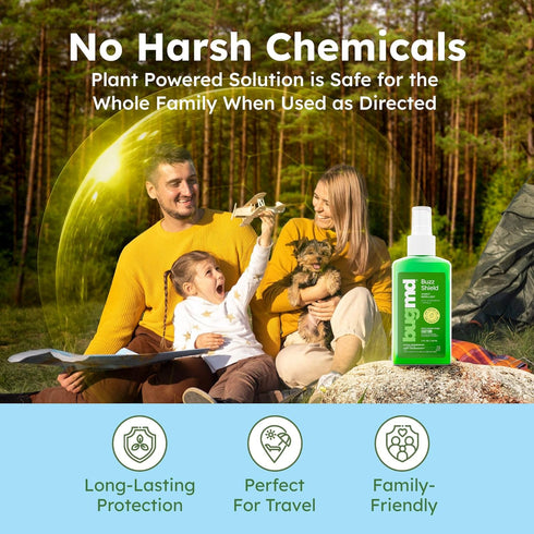 BugMD Buzz Shield (1-Pack) - Mosquito Repellent Outdoor Spray for Body, Insect Repellent, Tick Repellent for People, DEET Free Bug Spray, Mosquito...