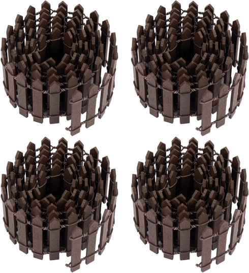 AUEAR, 35 Inch Mini Fairy Garden Fence Wood Ornament Wooden Decorative Picket Fence for DIY Crafts Project (Brown, 4-Pack)...