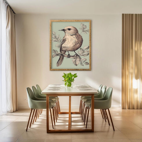 Posterizer 1 pcs- Pastel pink little bid on a tree-Art for Animal Lovers-Floral Botanical Art- Gift for Men Women Entrepreneur Teens-Living Room B...