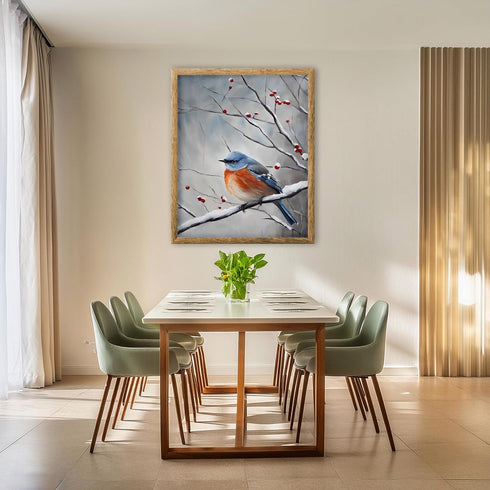 Posterizer 1 pcs-cute little bird in snowy winter scene -10-Art for Animal Lovers-Landscape & Nature Art-Decor for Home & Office- unframed wall ar...