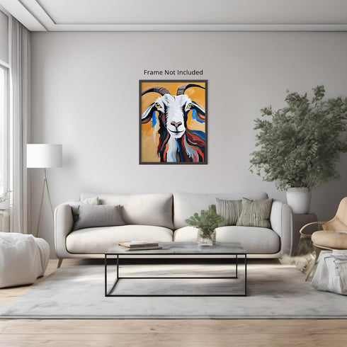 Posterizer 1 pcs- vibrant yellow background and a goat-Art for Animal Lovers-Abstract & Modern Art- Decor for Home & Office- unframed wall art...