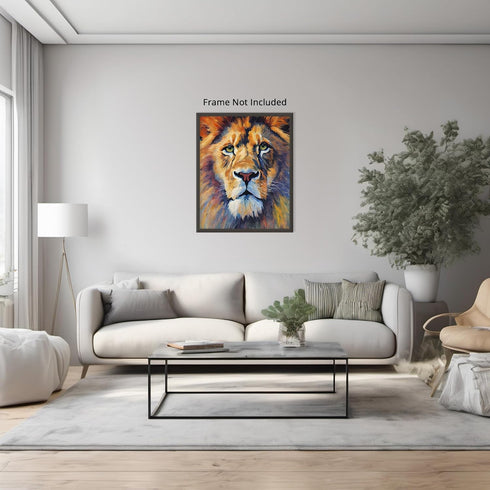 Posterizer 1 pcs- Oil painting style print of a lion-Art for Animal Lovers-Floral Botanical Art- Gift for Men Women Entrepreneur Teens-Living Room...