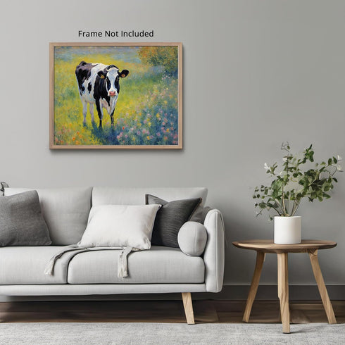 Posterizer 1 pcs- black and white cow in nature-Art for Animal Lovers-Landscape & Nature Art- Living Room Bedroom Decor- unframed wall art...