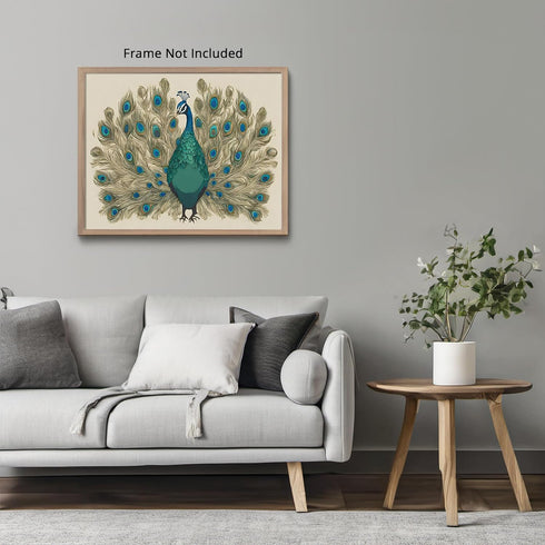 Posterizer 1 pcs- Beautiful peacock with pretty feathers-Art for Animal Lovers- Gift for Men Women Entrepreneur Teens-Decor for Home & Office- unf...