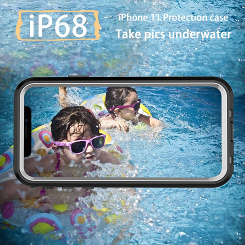 for Waterproof iPhone 11 Pro Max Case - Full Body Bumper Case Waterproof Rugged Protection with Built-in Screen Black...