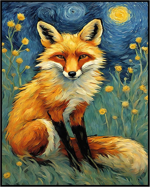 Posterizer 1 pcs- pretty red fox in the wild-Art for Animal Lovers-Gift for Art Lovers-Living Room Bedroom Decor- unframed wall art...