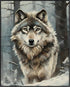 Posterizer 1 pcs-gray wolf in snowy wintery nature-oil painting style -6-Art for Animal Lovers-Landscape & Nature Art-Decor for Home & Office- unf...