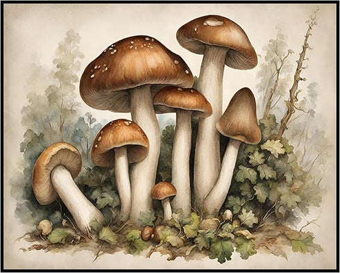 Posterizer 1 pcs- A group of mushrooms in the jungle print-Floral Botanical Art-Kitchen & Bar Art- Gift for Men Women Entrepreneur Teens-Living Ro...