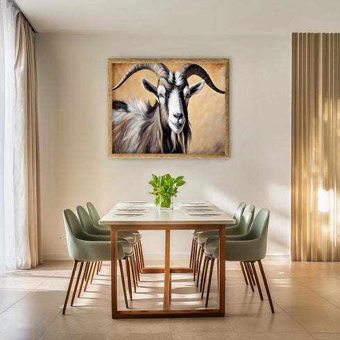 Posterizer 1 pcs- Black and white goat oil painting style-Art for Animal Lovers- Gift for Men Women Entrepreneur Teens-Decor for Home & Office- un...