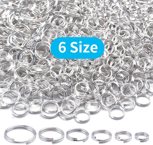 Iron Split Rings, 1 Box (100g) 6 Sizes Double Loop Jump Ring Small Split Key Rings Connector with a Jump Ring Opener Tool for DIY Jewelry Making -...