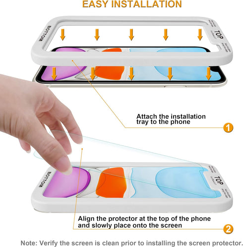 Supershieldz (2 Pack) Designed for iPhone 11 and iPhone XR (6.1 inch) Tempered Glass Screen Protector with (Easy Installation Tray) Anti Scratch, ...