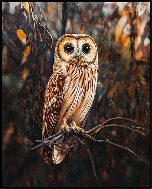 Posterizer 1 pcs-painting style-cute solitary owl on a branch-Art for Animal Lovers-Landscape & Nature Art-Living Room Bedroom Decor- unframed wal...