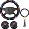 Butterfly Steering Wheel Cover Women Car Accessories Set with Car Cup Holder and Keyring Bracelet Butterflies Design Grip Steering Wheel Cover for...